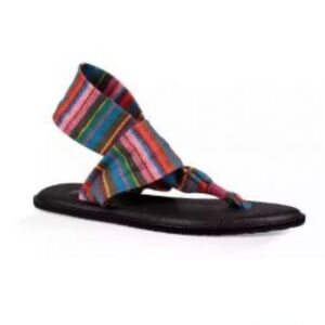 Sanuk Yoga Sling Burst Stretch Fabric Thong Yoga Mat Sandals Girls Sz 11/12